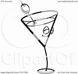 Martini Glass Cartoon Margarita Clipart Vector Coloring Character Outlined Template sketch template