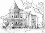 House Drawing Old Coloring Drawings Brick Building Houses Pages Pencil Victorian Colouring Draw Printable Drawn Book Big Ink Sketches Adult sketch template