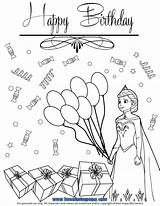 Happy Coloring Birthday Elsa Pages Frozen Gif Birthsday sketch template