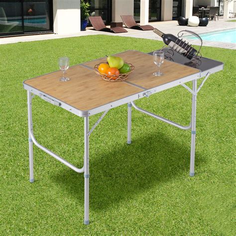 costway aluminum folding picnic camping table lightweight indoor outdoor garden party walmartcom
