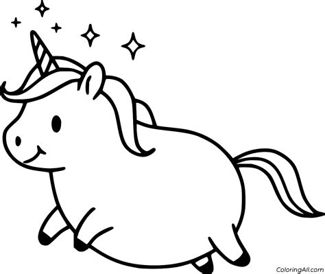 fat cute unicorn coloring page coloringall
