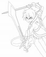 Coloring Kirito Lineart Anime Dibujos Getcolorings Onlin sketch template