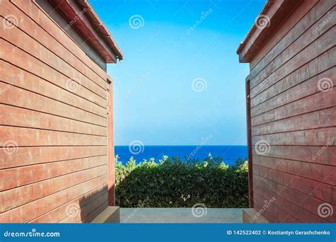 stylish beautiful house   sea landscape  nature background stock photo image