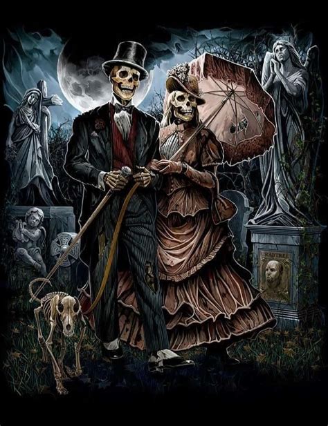 Lovely Skeleton Couple Skull Art Dark Fantasy Art Horror Art