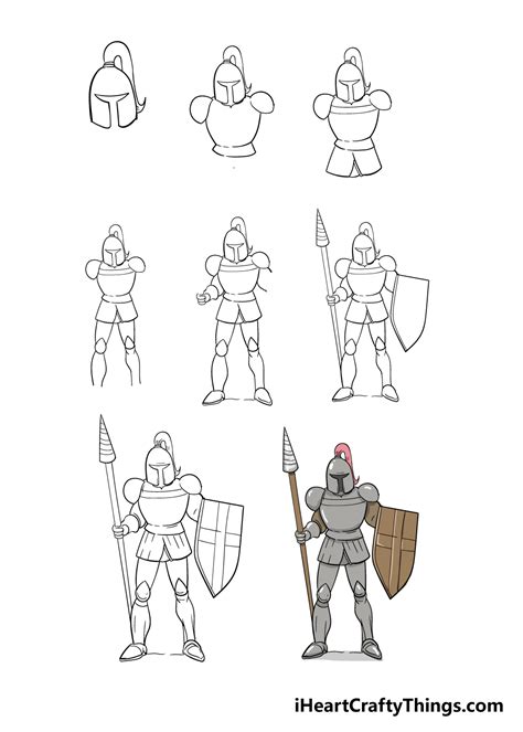 knight drawing   draw  knight step  step