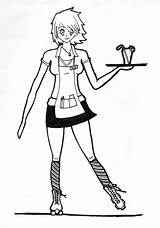 Waitress Waiter Drawing sketch template