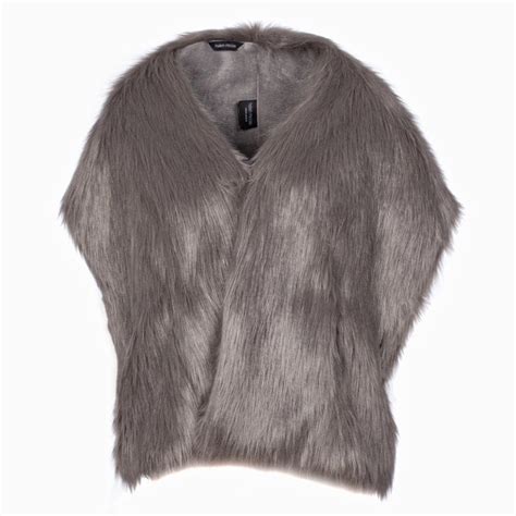 Helen Moore Luxury Faux Fur Pocket Stole Smoke Grey Black By Design