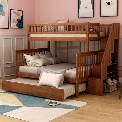 euroco twin  full bunk bed  trundle  stairs  kids