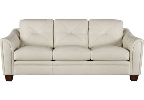 cindy crawford home marcella ivory leather sofa  leather sofa