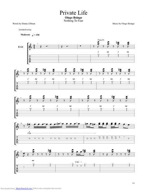 Private Life Guitar Pro Tab By Oingo Boingo
