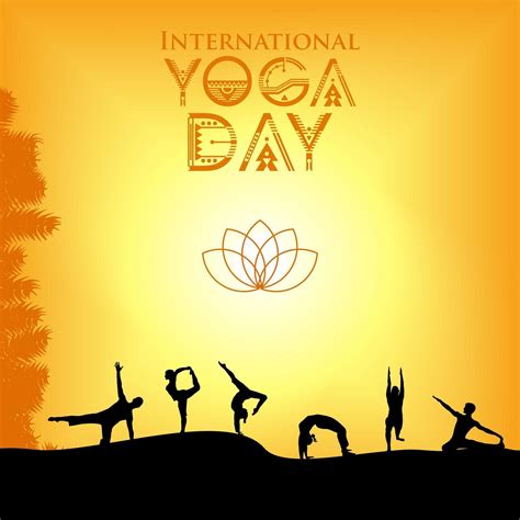 international yoga day poster  silhouettes posing
