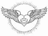 Wings Coloring Pages Heart Hearts Sufi Coloring4free Angel Drawing Drawings Roses Colouring Coloringhome Moon Star Clipart Sufism Tattoo Getdrawings Halo sketch template