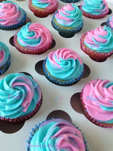 gender reveal cupcakes pink or blue take a bite and the icing will