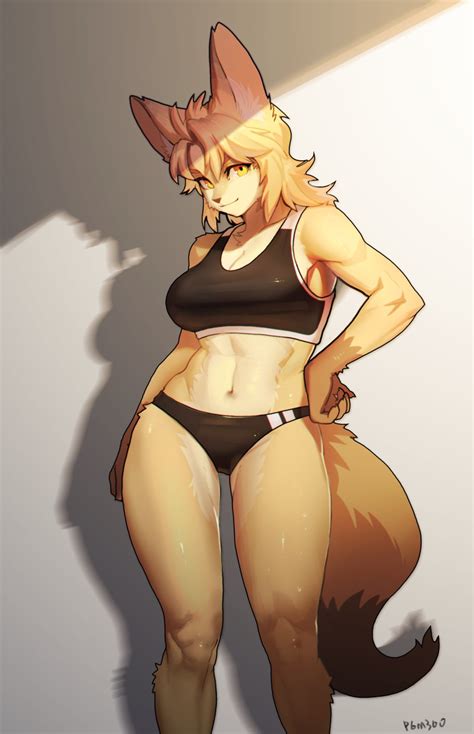 rule 34 anthro fox furry muscular sports bra tail 3759855