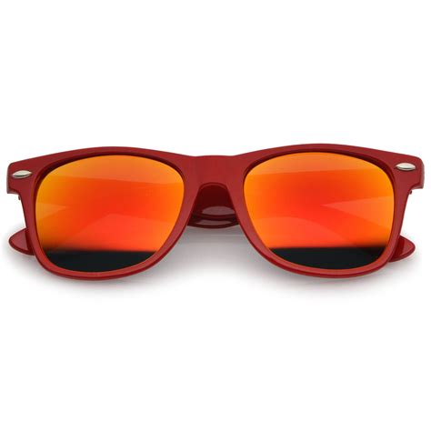 retro large square colored mirror lens horn rimmed sunglasses mm red