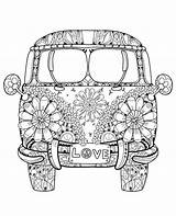 Coloring Bus Adults Pages Magic School Drawing Adult Printable Van Hippie Vw Books Retro Colouring Silhouette Plotter Portrait Relaxing Car sketch template