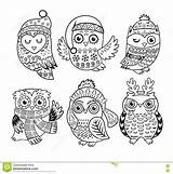 Christmas Owls sketch template