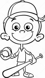 Baseball Coloring Boy Player Pages Stock Kids Clipart Illustration Depositphotos sketch template