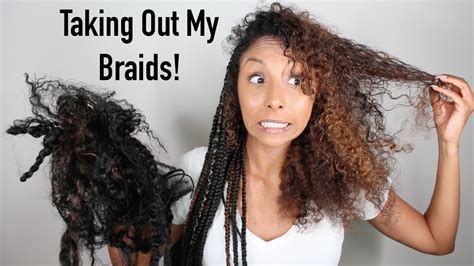 taking out my braids braided to curly wash day routine