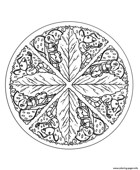 mandala  color leaves coloring pages printable