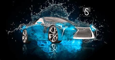 lexus  lc hybrid blue water photoshop car  wwwel tonycom