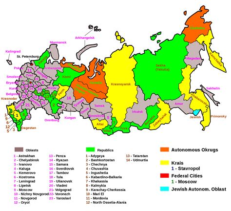 russian federation oblasts republics  okrugs mapporn