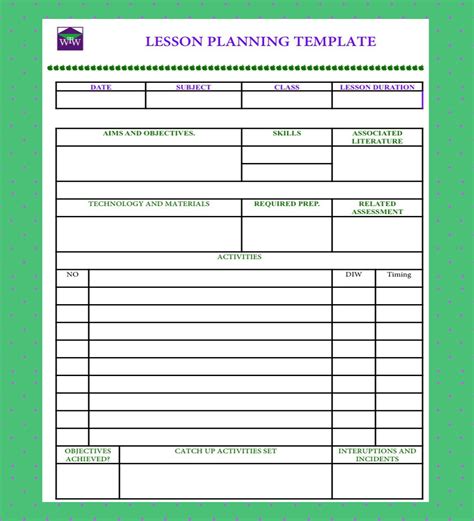 lesson plan template  teacher training edward dollar  coloring