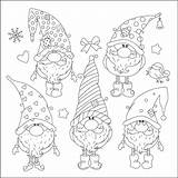 Colouring Gnome Easy Noel Kerst Gnomes Printable Paintings Stamps Kerstmis Bord sketch template
