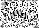 Graffiti Coloring Pages Words Teenagers Wall Printable Liberty Grafitti Color sketch template