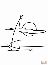 Barca Voilier Zeilboot Ausmalen Ausmalbild Segeljolle Malvorlage Segelboot Stampare sketch template