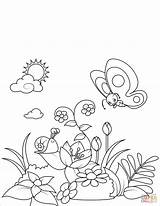 Coloring Butterfly Pages Glade Snail Flowering Printable Nature Drawing Spring Supercoloring Choose Board sketch template