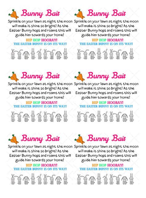 instant  bunny bait tags easter bunny bait printable etsy