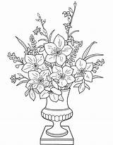 Coloring Vase Pages Flowers Flower Printable Adult Realistic Drawing Asthenic sketch template