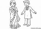 Enfants Indische Colorkid Indiens Traditionnel Indiani Traditioneller Africains Zulu Strojach Tradycyjnych Dzieci Abiti Tradizionali Kolorowanka Coloriages Kolorowanki sketch template