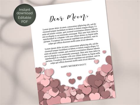 mothers day letter template
