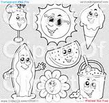 Coloring Summer Collage Outlines Illustration Characters Digital Clip Transparent Royalty Vector Visekart Background Description Stock sketch template
