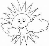 Sun Cloud Coloring Pages Nature Printable sketch template