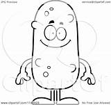 Pickle Mascot Happy Coloring Cartoon Surprised Outlined Vector Cory Thoman Depressed Clipart Royalty Clipartof sketch template