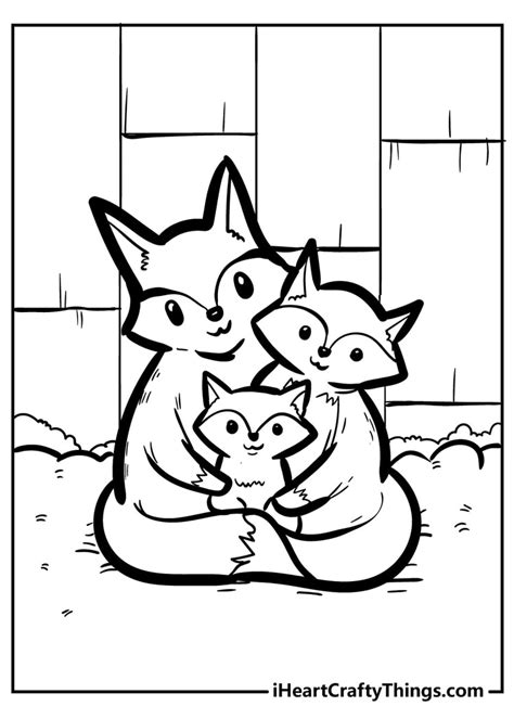 fox family coloring page