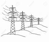 Power Lines Energy Drawing Electrical Cartoon Sketch Row Getdrawings Drawings sketch template