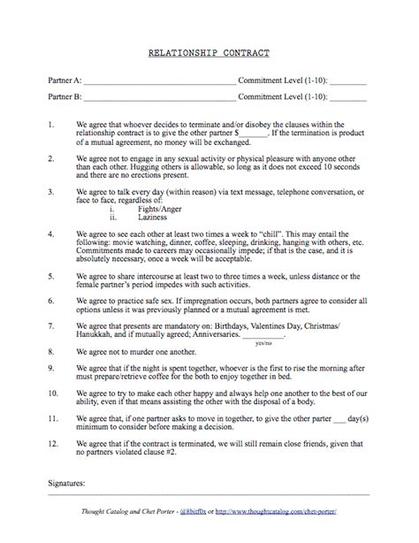 Relationship Contract Templates Find Word Templates