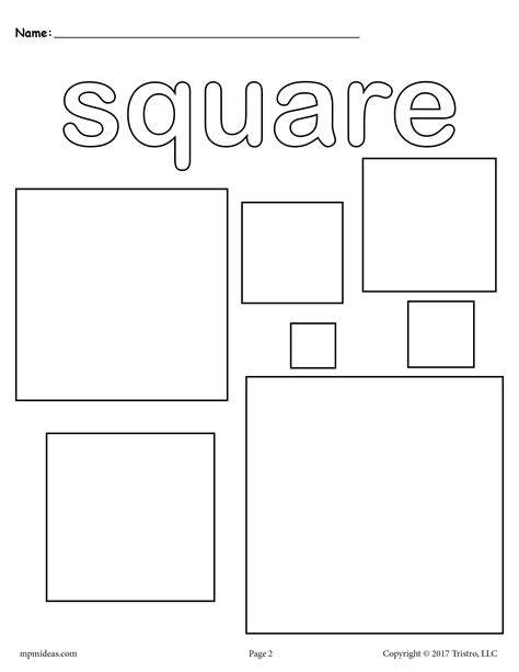 square worksheet  preschoolers