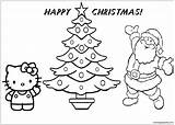 Santa Kitty Hello Christmas Claus Pages Happy Coloring Color Cartoons sketch template