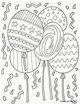 Coloring Doodle Pages Celebration Alley Birthday Balloons sketch template