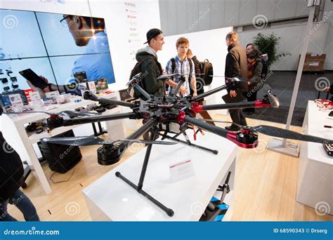 drone displayed  cebit information technology trade show editorial stock photo image