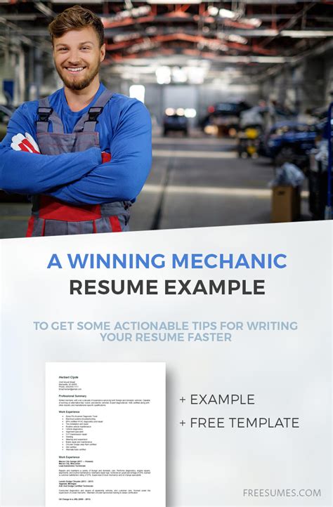 winning mechanic resume  freesumes