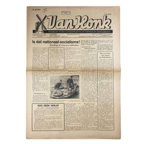 original wwii dutch newspaper van honk dutch workers  germany    oorlogsspullen
