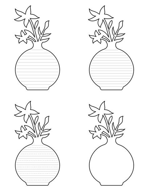printable flower vase shaped writing templates
