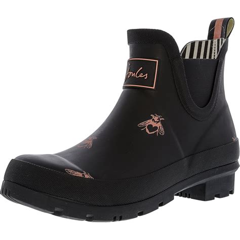 joules joules womens wellibob black love bees ankle high rubber rain boot  walmartcom