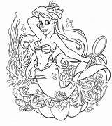 Ariel Little Coloring Mermaid Wall Colour sketch template